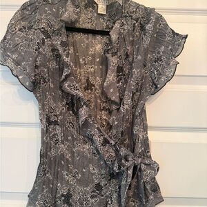 BEAUTIFUL RUFFLE V NECK WRAP BLOUSE
